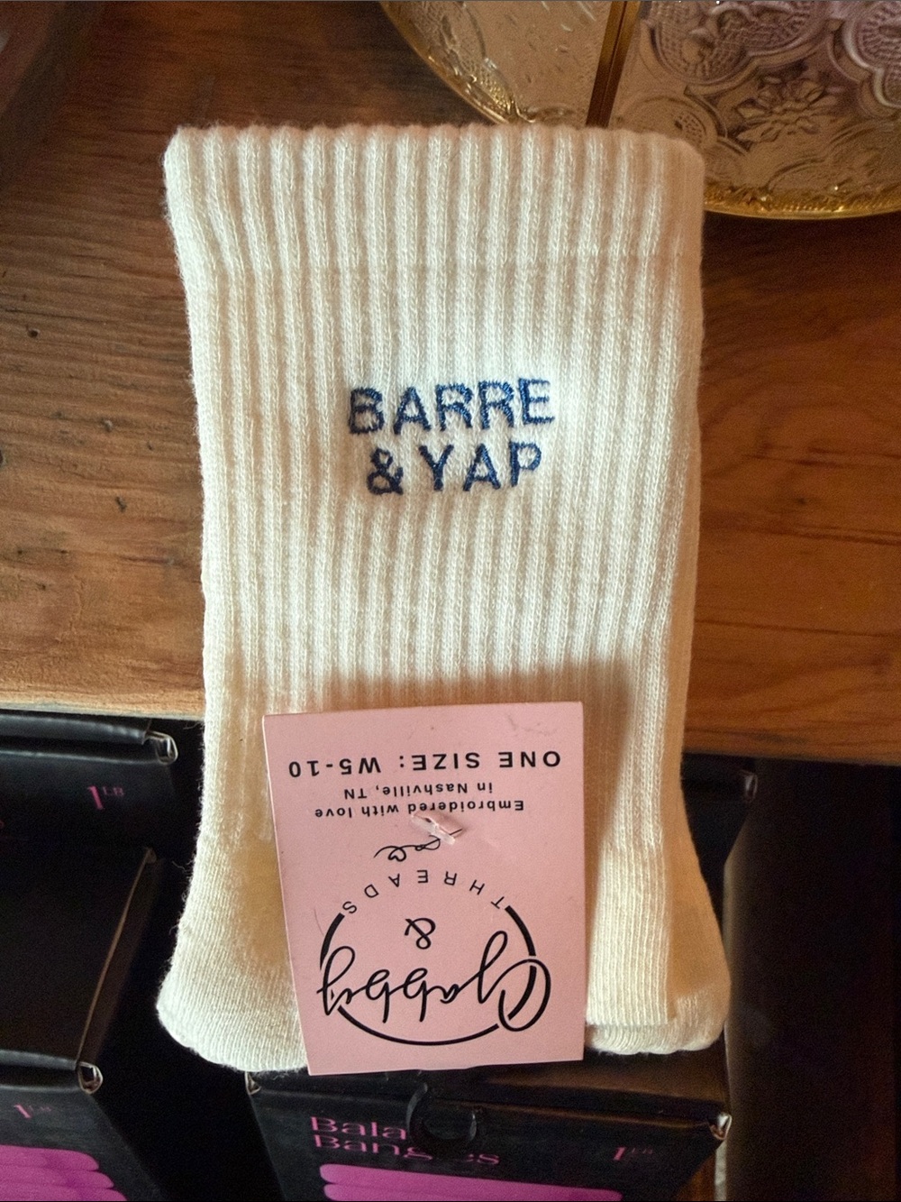 BARRE & YAP Embroidered Sticky Socks